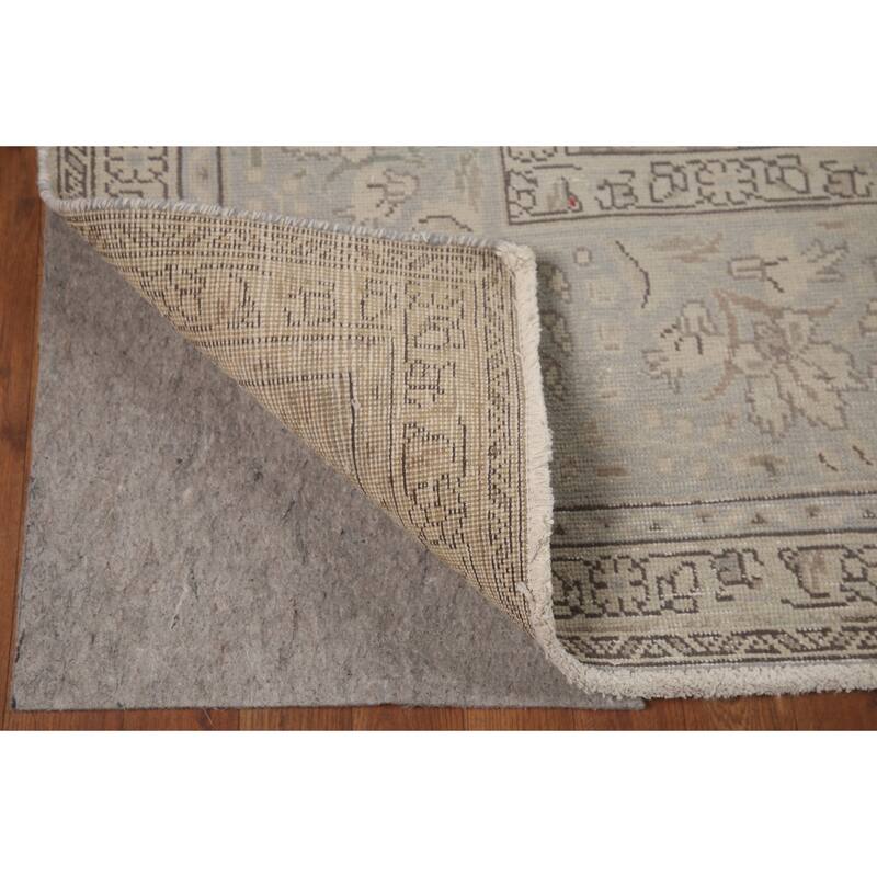 Hand Knotted Oriental 100% Wool Carpet Traditional Floral Beige & Ivories Tabriz Area Rug - 12' 6'' X 9' 10''