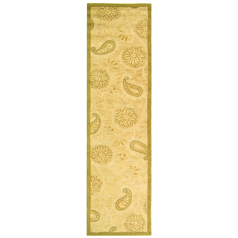 SAFAVIEH Handmade Berkeley Paisley Dosha Botanical Wool Rug - 2'6" x 10' Runner - Light Brown - Runner