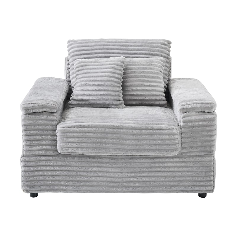 Corduroy Single Sofa Sets with 2 Throw Pillows and 500lb Weight Capacity