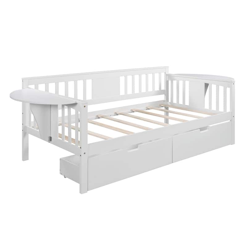 Daybed with 2 Drawers and Wood Slat Support