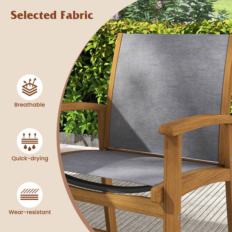 Gymax 9-Piece Acacia Wood Outdoor Dining Set for 6-8 w/ 1.97''