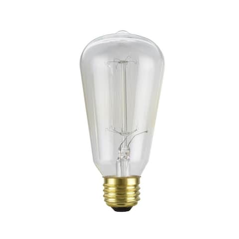 Aspen Creative S19 Vintage Edison Filament Light Bulb, 60 Watt Medium (E26) Base, Clear (Set of 6)