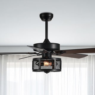 50 in. Black Bedroom Ceiling Fan with Light Industrial Chandelier ...