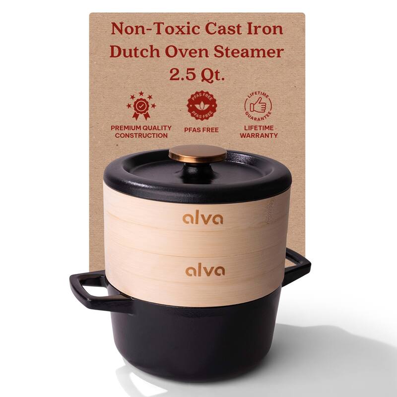 Alva Nori Enameled Cast Iron Dutch Oven w/ Lid Nonstick Enameled Pot - 2.1 Qt