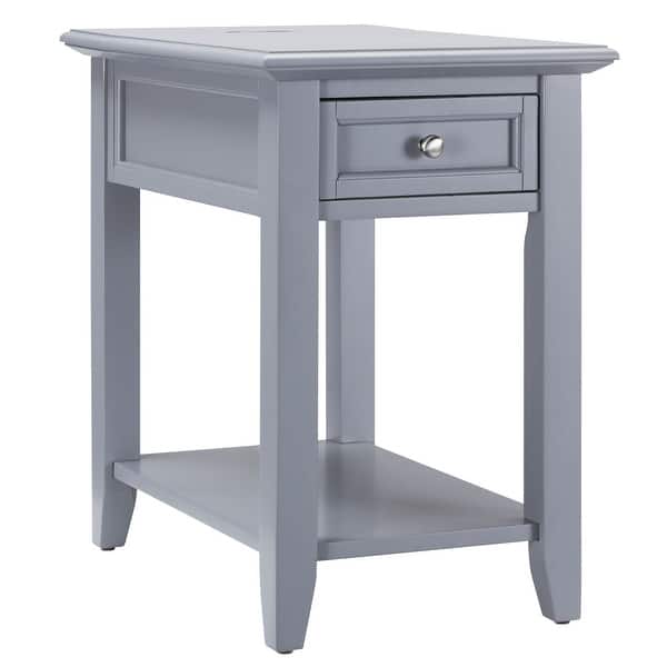slide 2 of 20, Zayden 1-drawer Side Table with Charging Station by iNSPIRE Q Bold Frost Grey