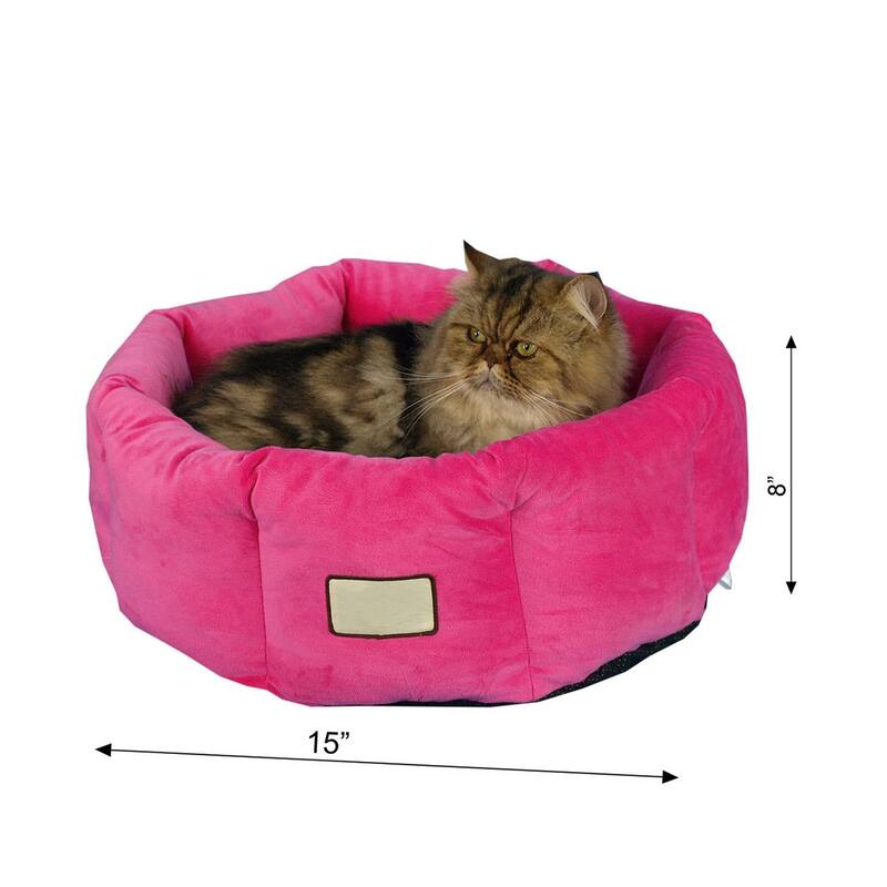 Cat Bed, Warm Pet cuddle bed, Pink - 15"(L) x 7"(W) x 8"(H)