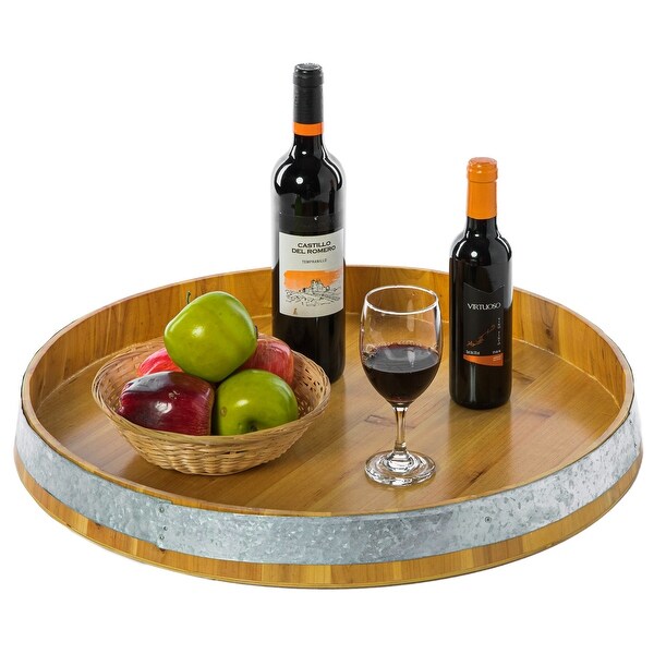 Large Barrel Head Decorative Storage Serving Tray. Opens flyout.