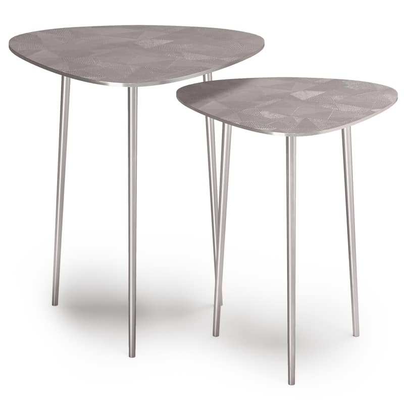 WYNDENHALL Greene 20 inch Wide Metal 2 Pc Metal Nesting Table in Nickel - 20"d x 20.8" w x 21.5"h 16" d x 16.7"d x 18.5"h