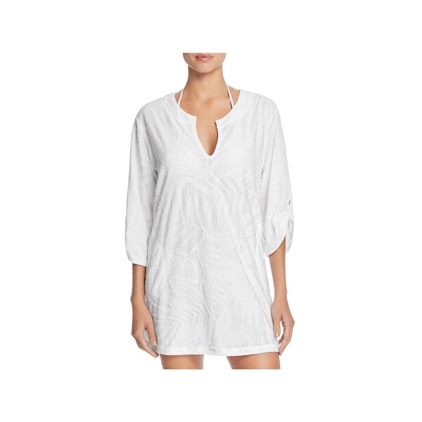 Shop J Valdi Womens Terry Cloth Split Neck Dress Swim Cover Up