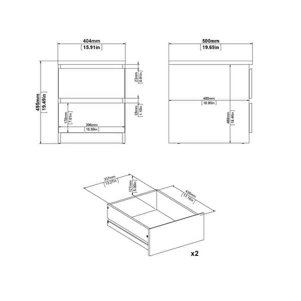 dimension image slide 5 of 8, Porch & Den McKellingon Contemporary 2-drawer Nightstand