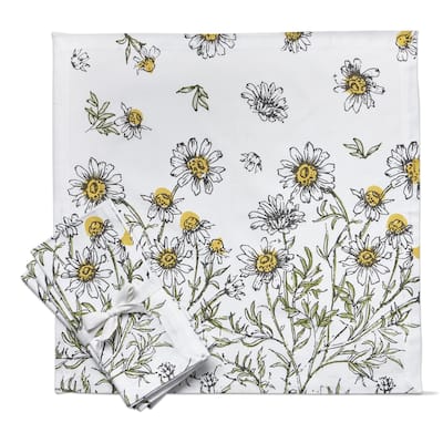 Chamomile Cotton Napkins Set of 4 - Multicolor Kitchen Textiles, 20" x 20" - Machine Washable Everyday Use - 20 x 20