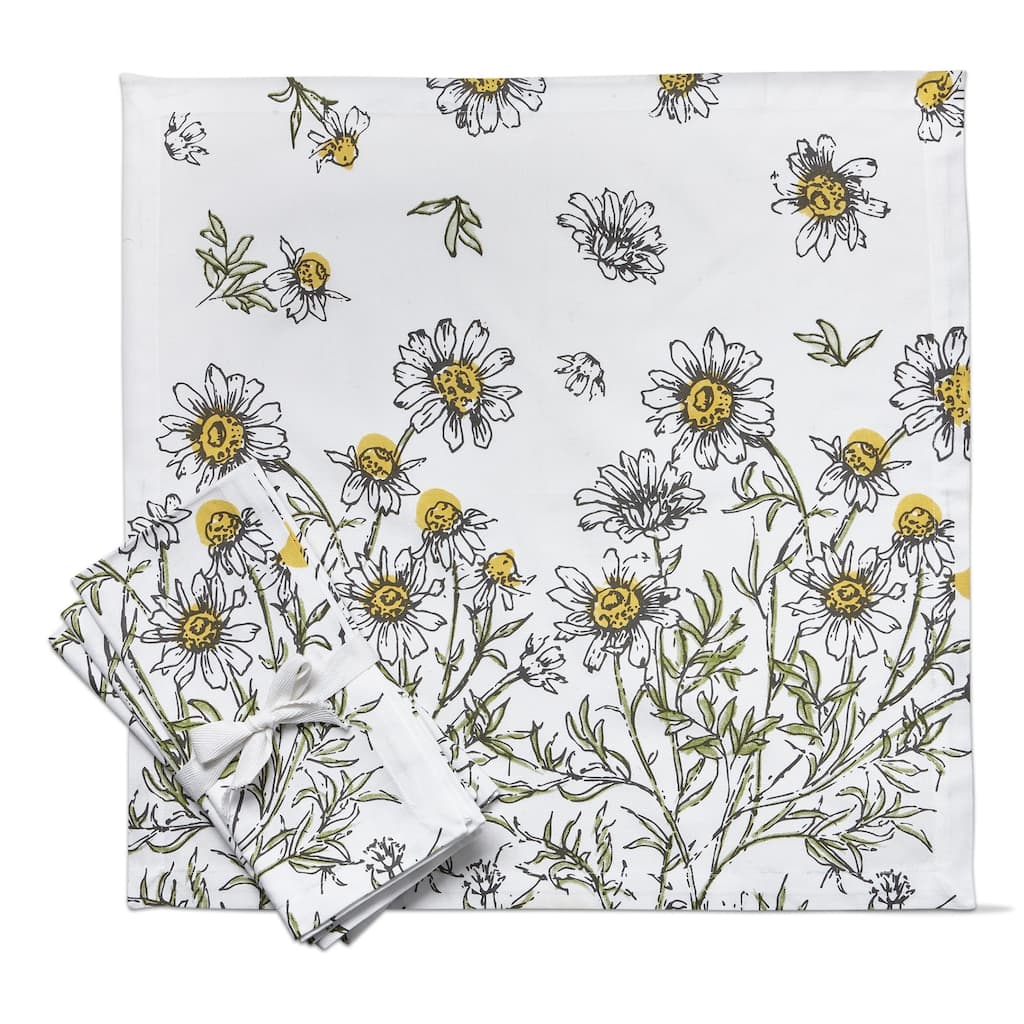 Chamomile Cotton Napkins Set of 4 - Multicolor Kitchen Textiles, 20" x 20" - Machine Washable Everyday Use - 20 x 20