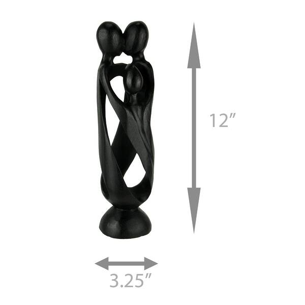 Shop Family Of 3 Black Hand Carved Wood Abstract Statue 12 X