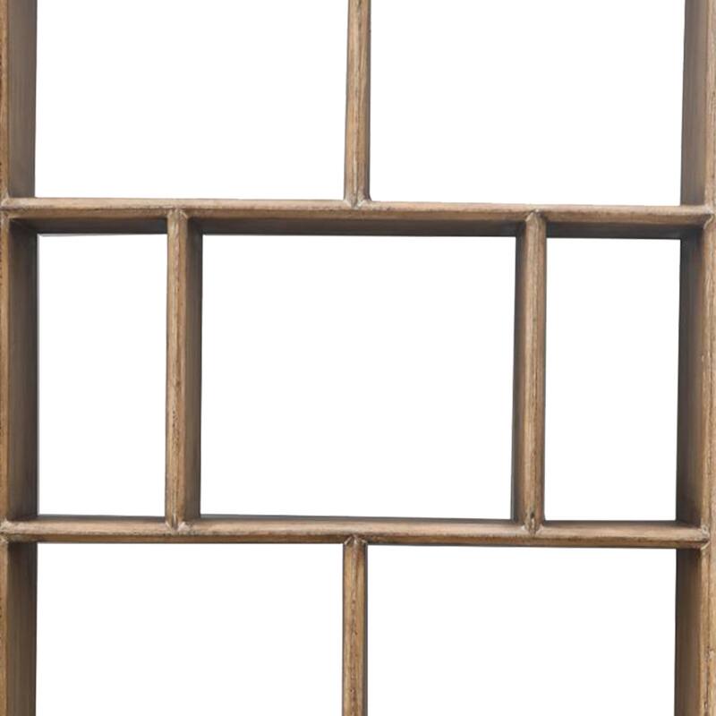 Neya Etagere Bookshelf, Brick Bond Racks, Brown Pine Wood, 85 Inch