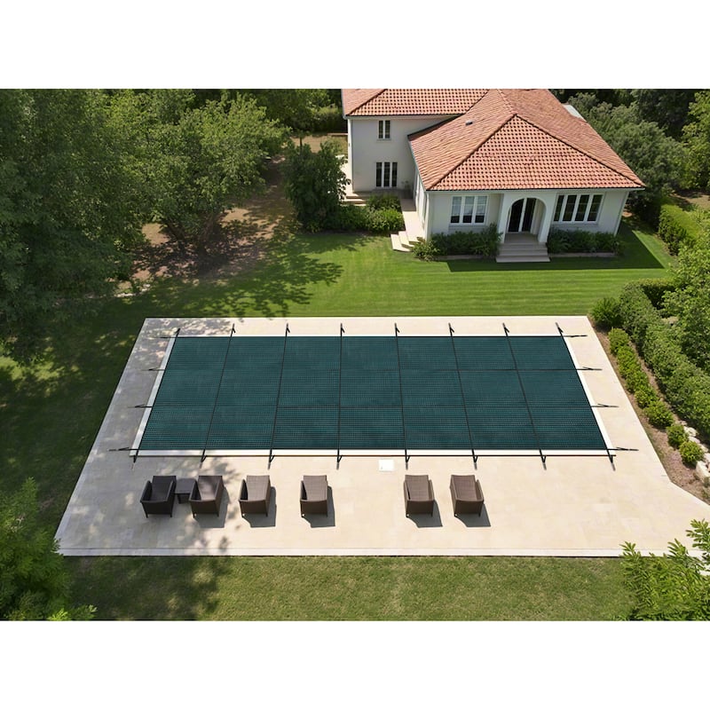 Swimming Pool Safety Cover, Fits 30x50ft Rectangular Swimming Pools, Triple Stitched High Strength Mesh PP Abrasion Resistant