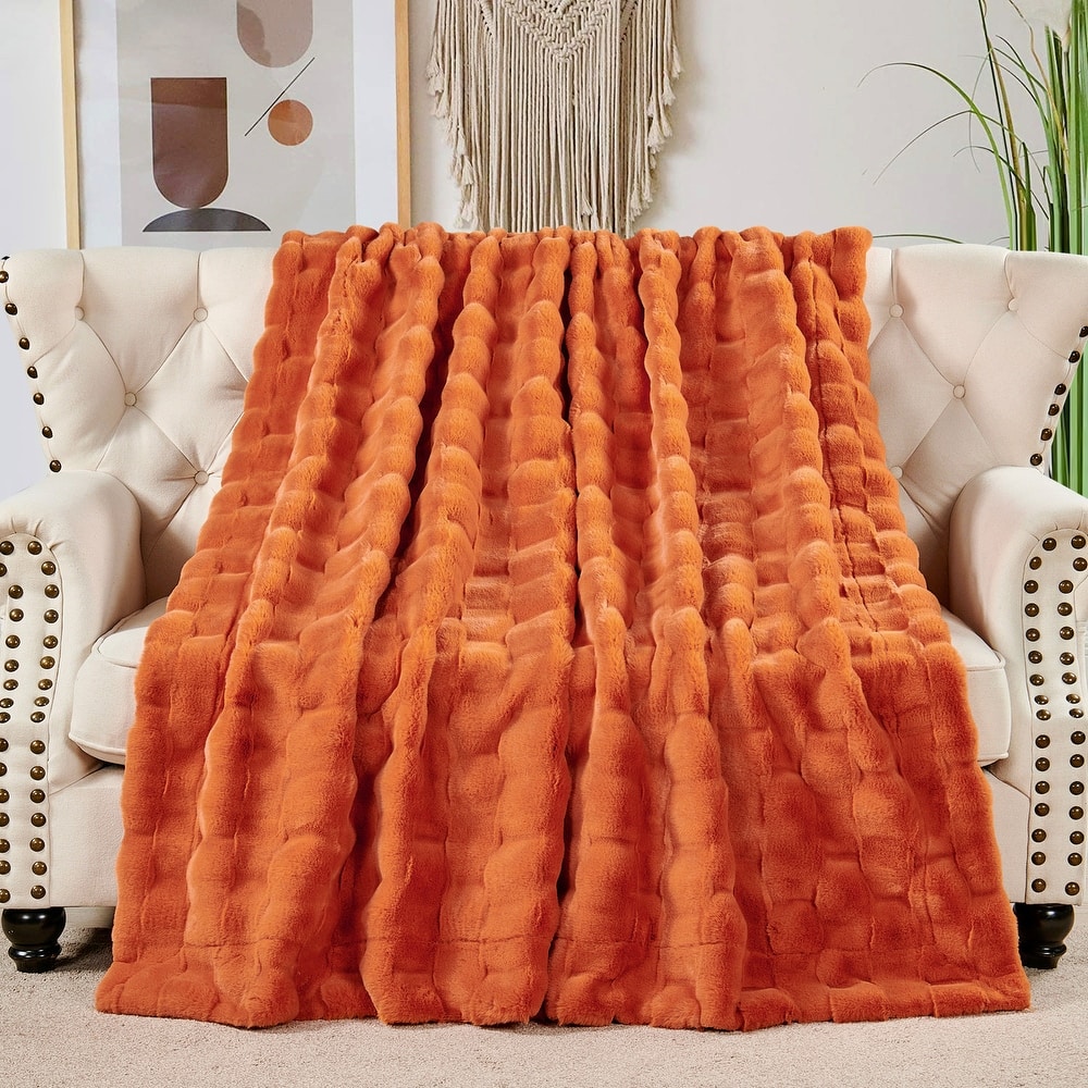 Home Soft Things Brick Textured FauxFur Throw Decorative Blankets