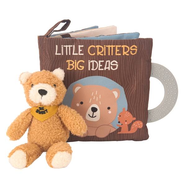 slide 2 of 10, Lambs & Ivy Woodland/Forest Developmental Soft Book & Bear Plush Toy Gift Set - Brown