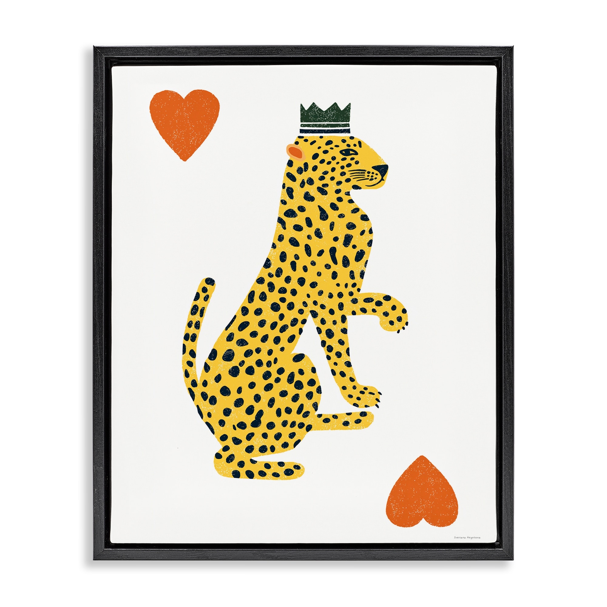 Stupell Leopard & Hearts Card Framed Floater Canvas Wall Art Design By Svetlana Aleynikova