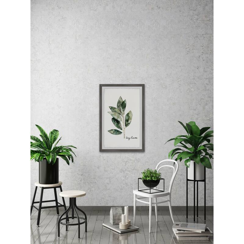 Herb Bay Leaves Framed Wall Art, Elegant Home Touch - Sophisticated Artwork for Refined Décor