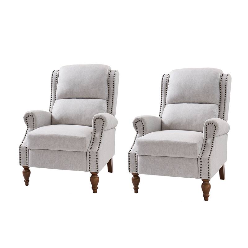 Terri Traditional Roll Arm Manual Recliner with Solid Wood Legs Set of 2 by HULALA HOME