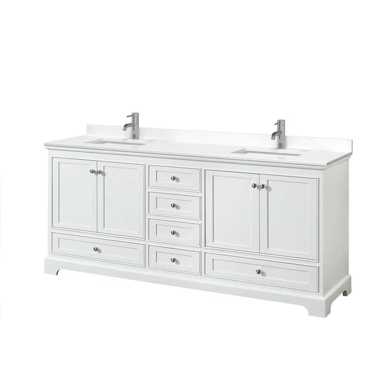 Wyndham Collection WCS202080D-QTZ-UNSMXX Deborah 80" Free Standing - White / White Quartz Top / Polished Chrome
