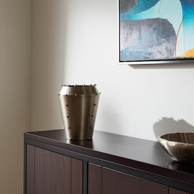12" Silver Metal Table Vase - 9.84