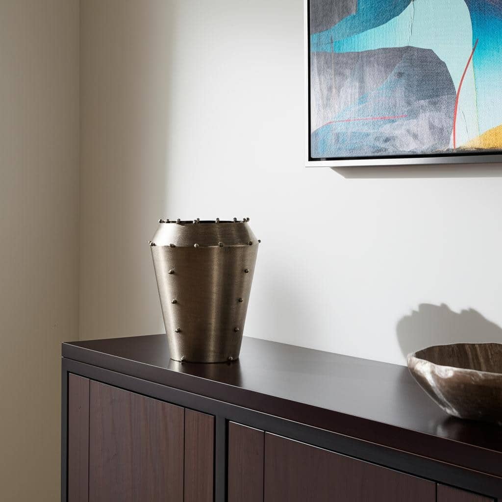 12" Silver Metal Table Vase - 9.84