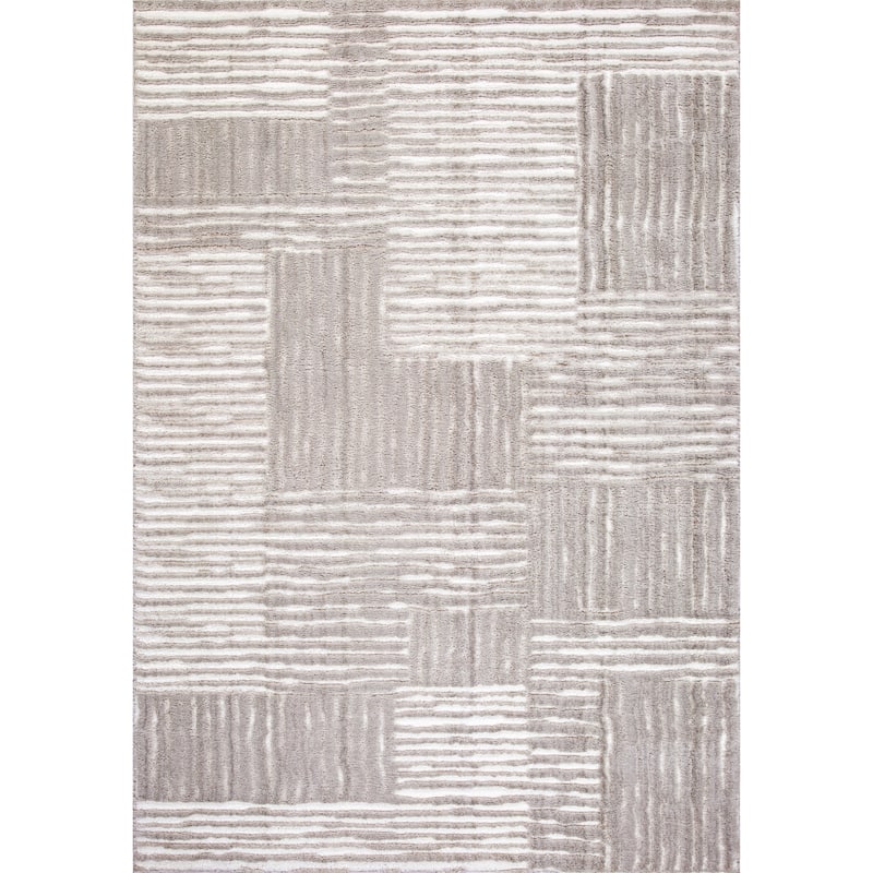 Terra by Obeetee Oslo Grid Rug - Cream/Onyx - 8'10" x 11'9"