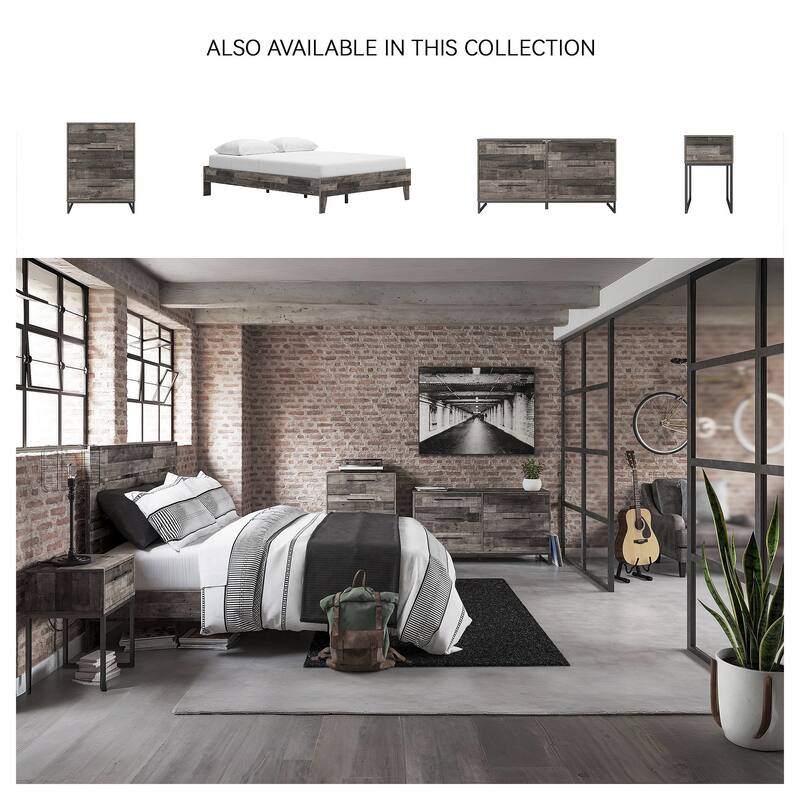 Signature Design by Ashley Neilsville Weathered Woodgrain Platform Bed