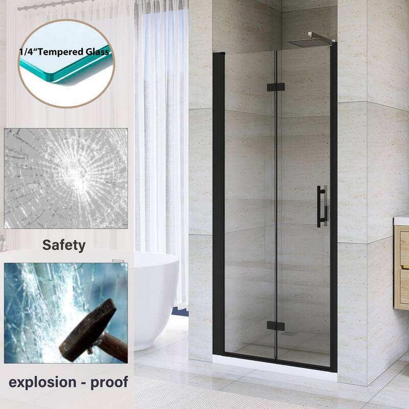 Bifold Framed Shower Door in Matte Black Finish