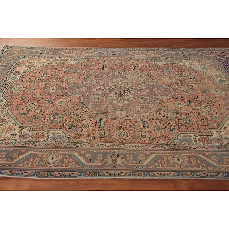 Geometric Tabriz Persian Vintage Area Rug Handmade Wool Carpet - 6'7" x 9'7"