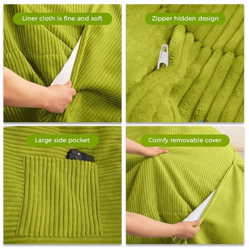 Corduroy Bean Bag Chair, Convertible Chair Folds from Bean Bag to Bed