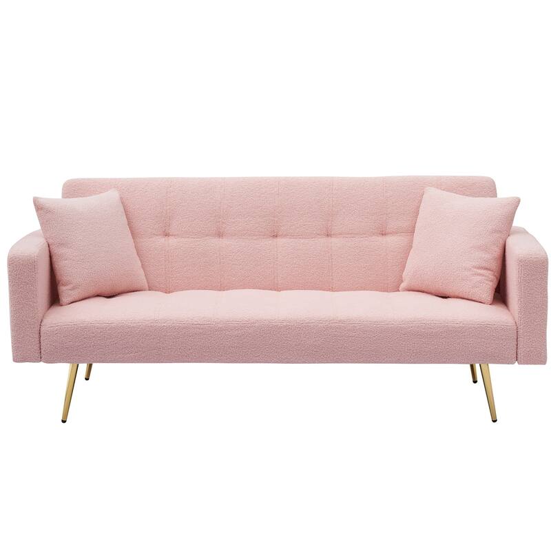 71.7" Teddy Velvet Sofa Bed with Two Deluxe Cushions
