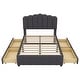 preview thumbnail 17 of 18, Upholstered Bed with 4 Storage Drawers,Wood Slat Support