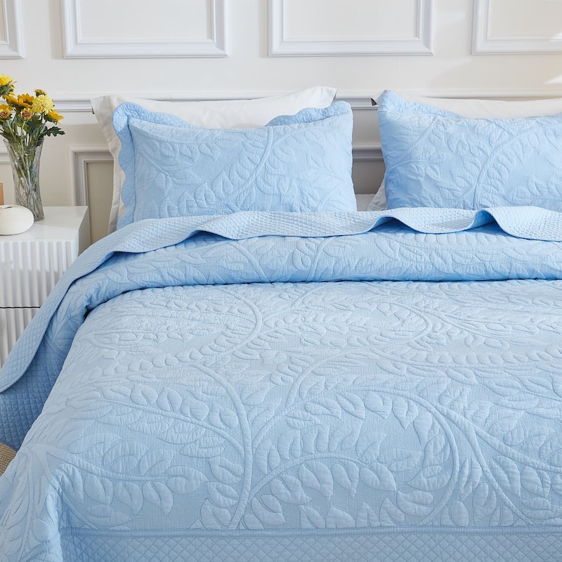 MarCielo 3 Piece Cotton Oversized Bedspread Quilt Set Tmonica