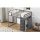 preview thumbnail 9 of 14, Gray Full Size Wood Loft Bed with Wardrobe and Storage Shelves
