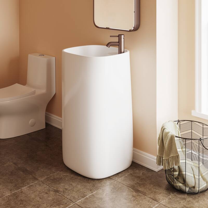Swiss Madison SM-PS313 Ivy One Piece Pedestal Sink - Glossy White