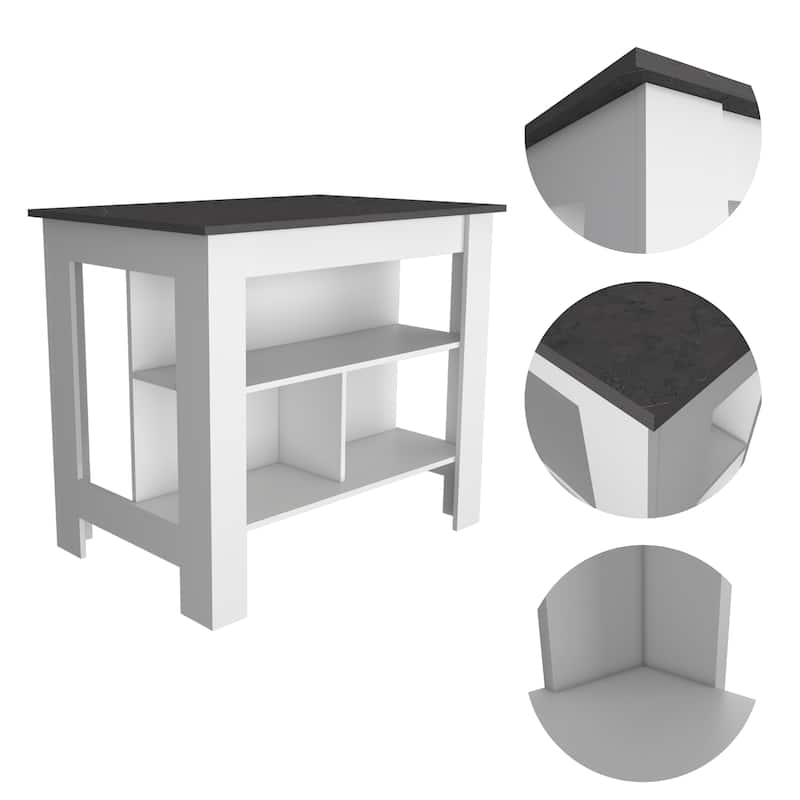 Kitchen Island with Four Legs, Three Shelves