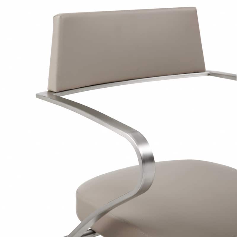 21" Modern Stainless Steel Base Bar Stool with Faux Leather Bucket Seat and Adjustable Lever Lift - 21"L x 20"W x 36-46"H