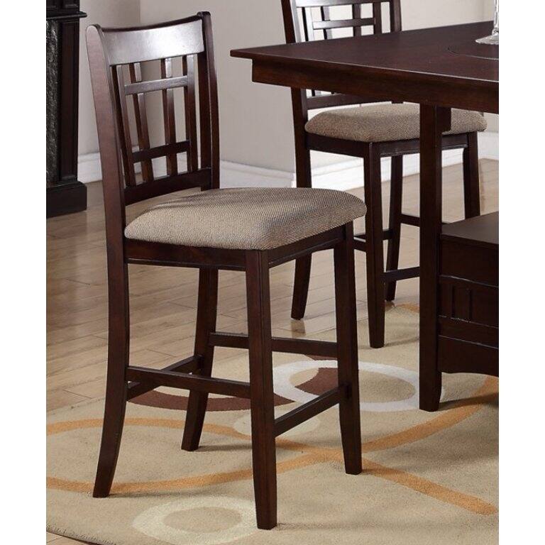 Modern Set of 2 Counter Height Dining Chairs with Padded Seat, Nailhead Trim, Solid Wood Frame for Dining Room and Bar