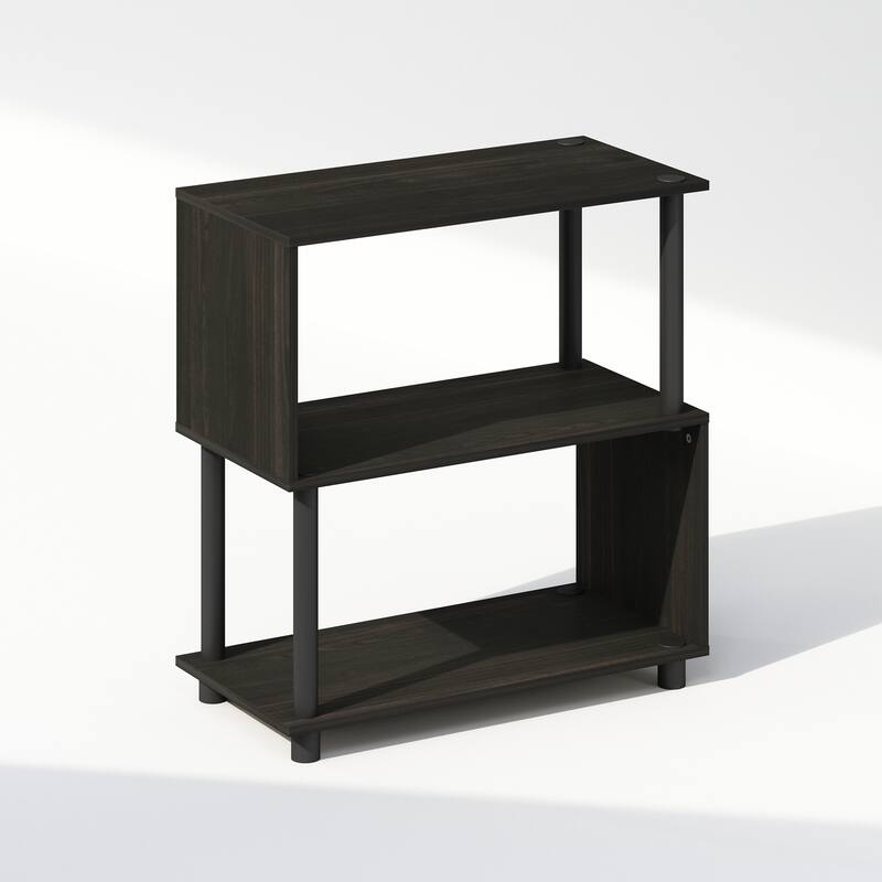 25.44 in. Tall Espresso Wood 3-Shelf Bookcase