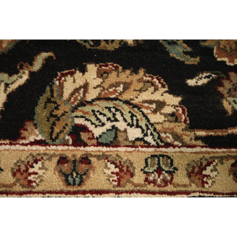 Hand Knotted Oriental 100% Wool Carpet Traditional All-Over Black Agra Area Rug - 7' 11'' X 8' 4''