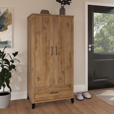 Somerset Tall Entryway Cabinet with Doors and Drawer by Bush Furniture