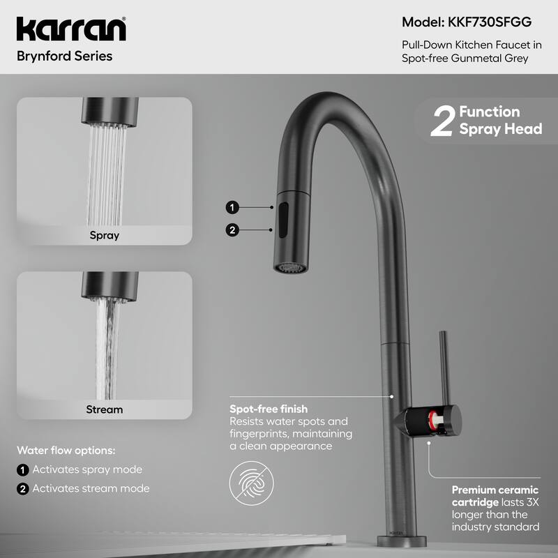 Karran Brynford Single Handle Pull-Down Sprayer Kitchen Faucet