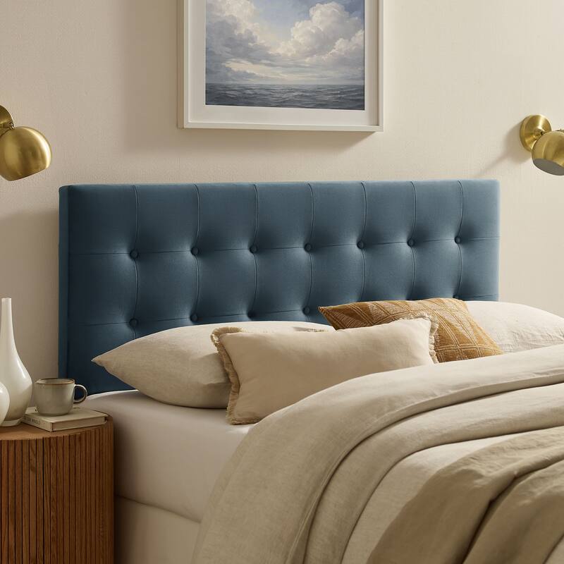 Emily Biscuit Tufted Performance Velvet Headboard - Cadet Blue - Queen