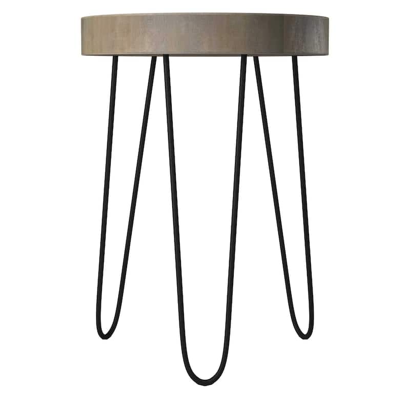 East at Main Cross-cut Wood Slab Side Table with Iron Legs