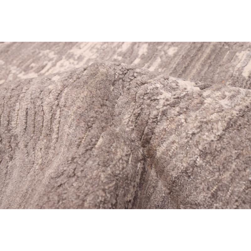 ECARPETGALLERY Hand Loomed Elysian Dark Grey Wool Rug - 9'11 x 9'11