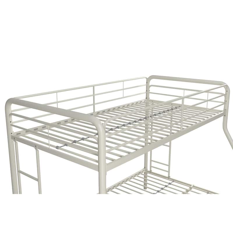 Space-Saving Twin over Full Metal Bunk Bed with Safety Rails and Storage Clearance