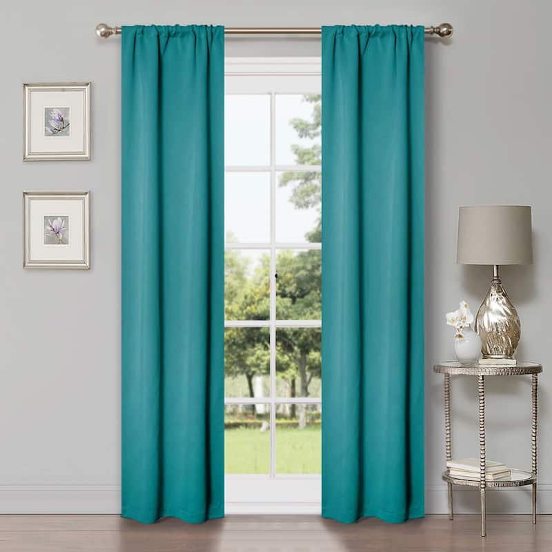 Superior Solid Machine Washable Room Darkening Semi-Blackout Curtains, Set of 2