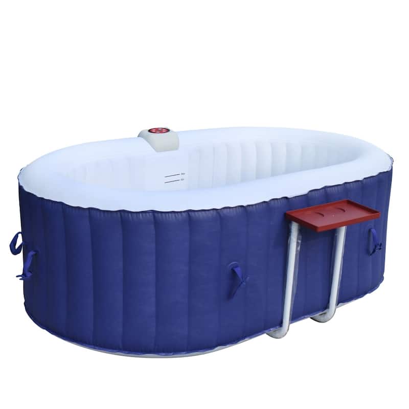ALEKO Oval Inflatable Hot Tub With Drink Tray 2 Person Dark Blue
